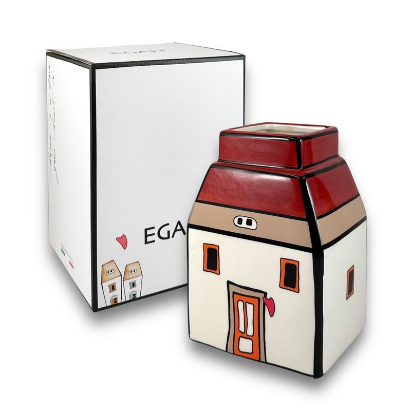 義大利EGAN- 歐式小屋系列 17CM 花器 餐具桶 工具筒 紅色 - 花瓶/花器 - 陶 紅色