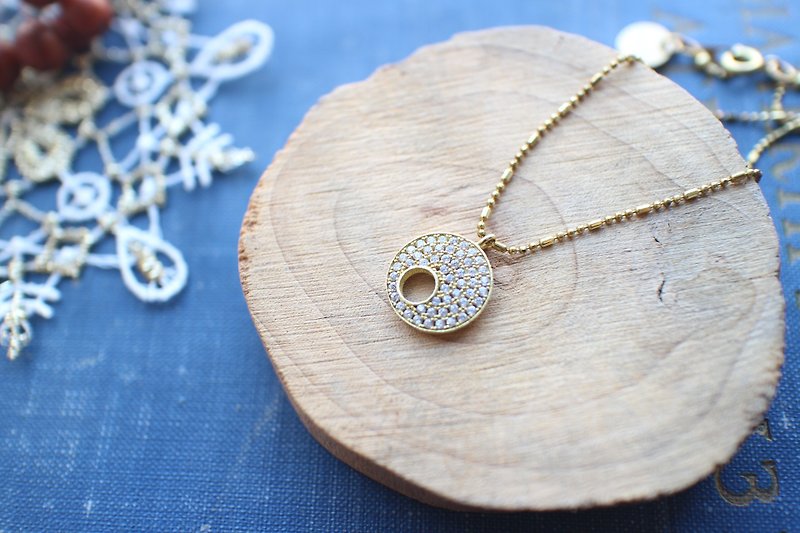 Golden Christmas-zircon brass necklace - Necklaces - Copper & Brass Gold