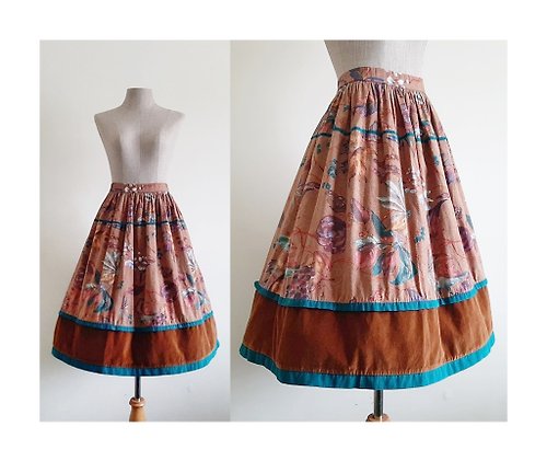 PaiissaraEveryday BLUMARINE Vintage Brown Floral Cotton Skirt