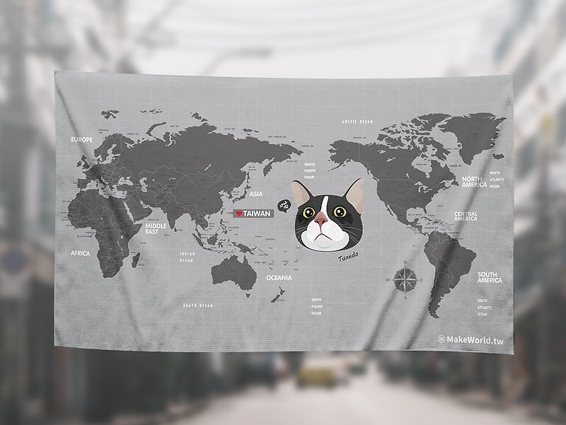 Make World地圖製造貓咪浴巾(賓士貓)