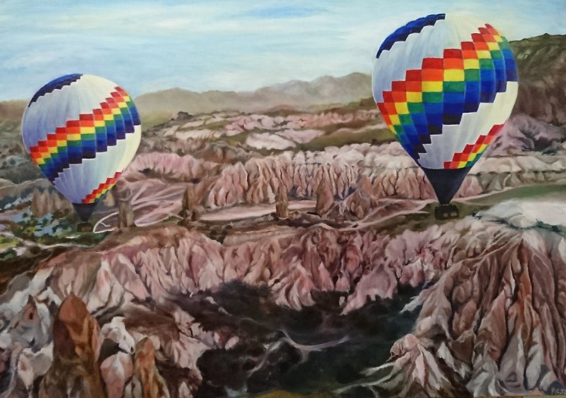 Earth Department Turkey Hot Air Balloon Oil Painting - โปสเตอร์ - วัสดุอื่นๆ 