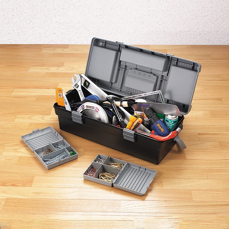 【限量絕版品】日本製職人680型兩用分隔工具箱(附背帶、手提肩) - 收納箱/收納用品 - 塑膠 黑色