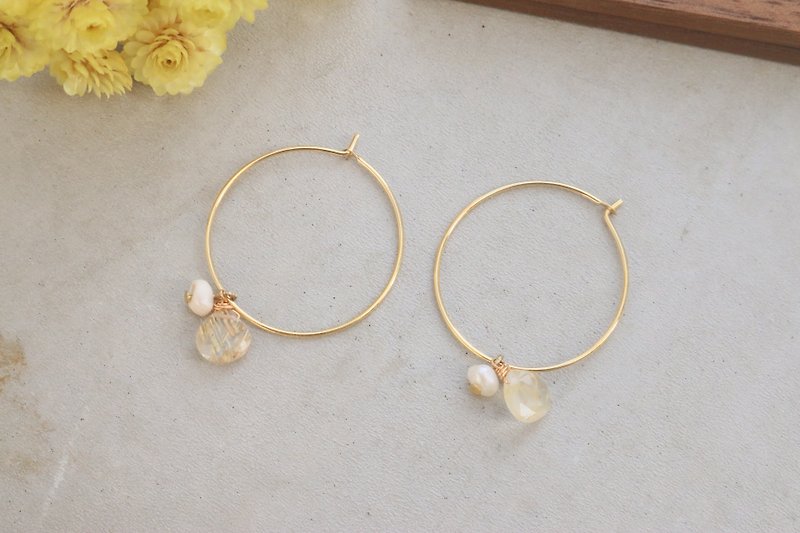 Strawberry Crystal Blonde Pearl Earrings 1102 - Love You - Earrings & Clip-ons - Gemstone Yellow