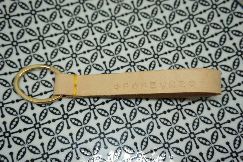 MECO 無造作皮革鑰匙圈 - 鑰匙圈/鑰匙包 - 真皮 卡其色