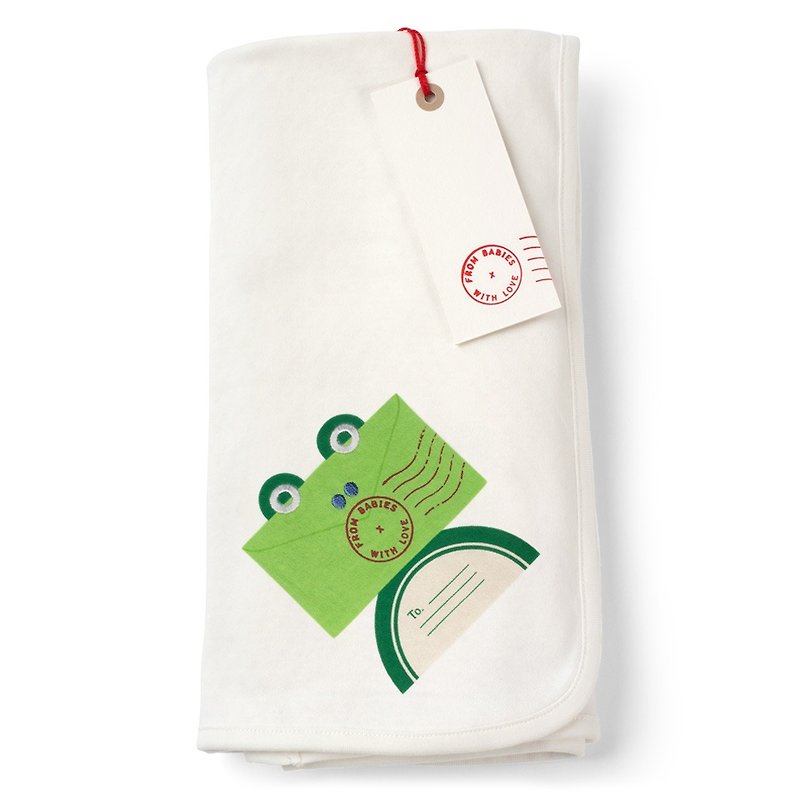 Frog Blanket Bio-Organic cotton for Baby - ผ้ากันเปื้อน - ผ้าฝ้าย/ผ้าลินิน ขาว