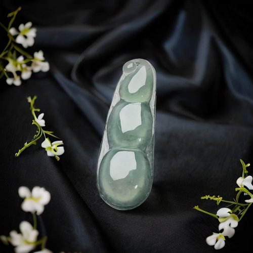 瓔珞珠寶盒 E.L.Jewelry Box 冰飄綠花翡翠福豆 | 天然緬甸玉翡翠A貨