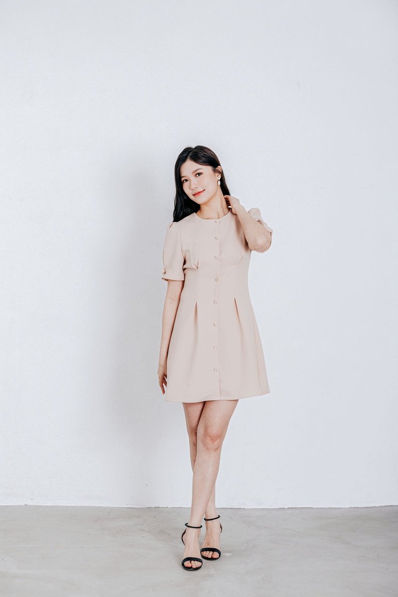 SOOKIE beige office dress - ชุดเดรส - เส้นใยสังเคราะห์ สีกากี