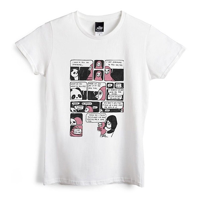 Love Story - White - T - Shirt - เสื้อยืดผู้หญิง - ผ้าฝ้าย/ผ้าลินิน ขาว
