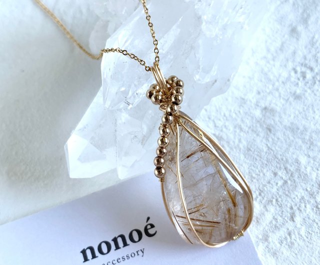 ゴールドルチルクォーツネックレスチャーム - Shop nonoe-accessory