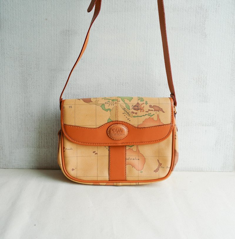 真皮地圖全新古董包vintage 中古包 - 側背包/斜背包 - 其他材質 卡其色