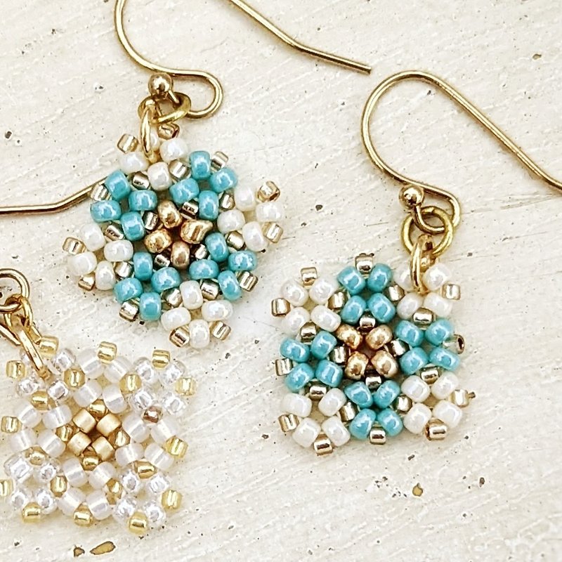 Beaded Earrings Small Dangle Earrings Dainty Bead Woven Earrings - Earrings & Clip-ons - Other Materials Blue