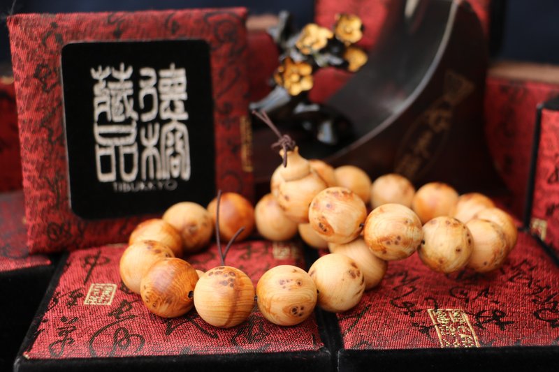 崖柏20mm水波紋有帶疤 側柏 崖柏手珠 工藝品 - 手鍊/手環 - 木頭 