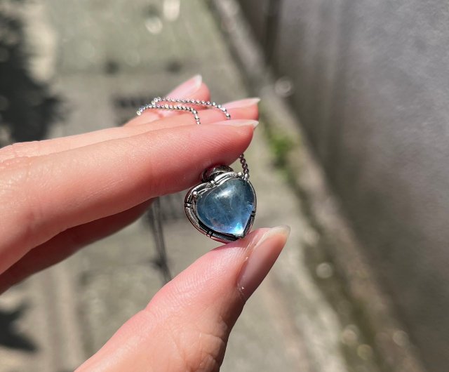 Xiyingyao 925 Silver aquamarine necklace sterling silver