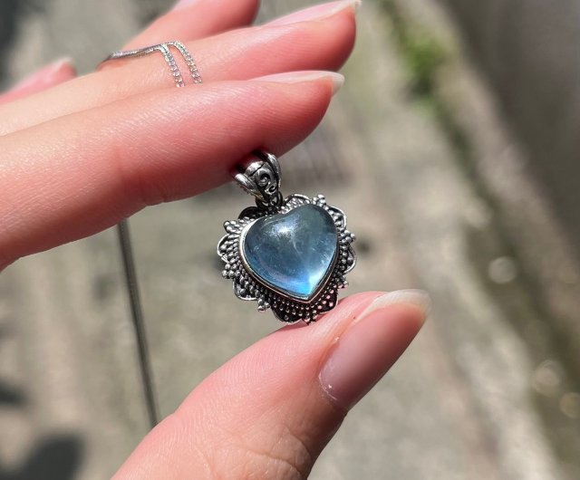 Xiyingyao 925 Silver aquamarine necklace sterling silver