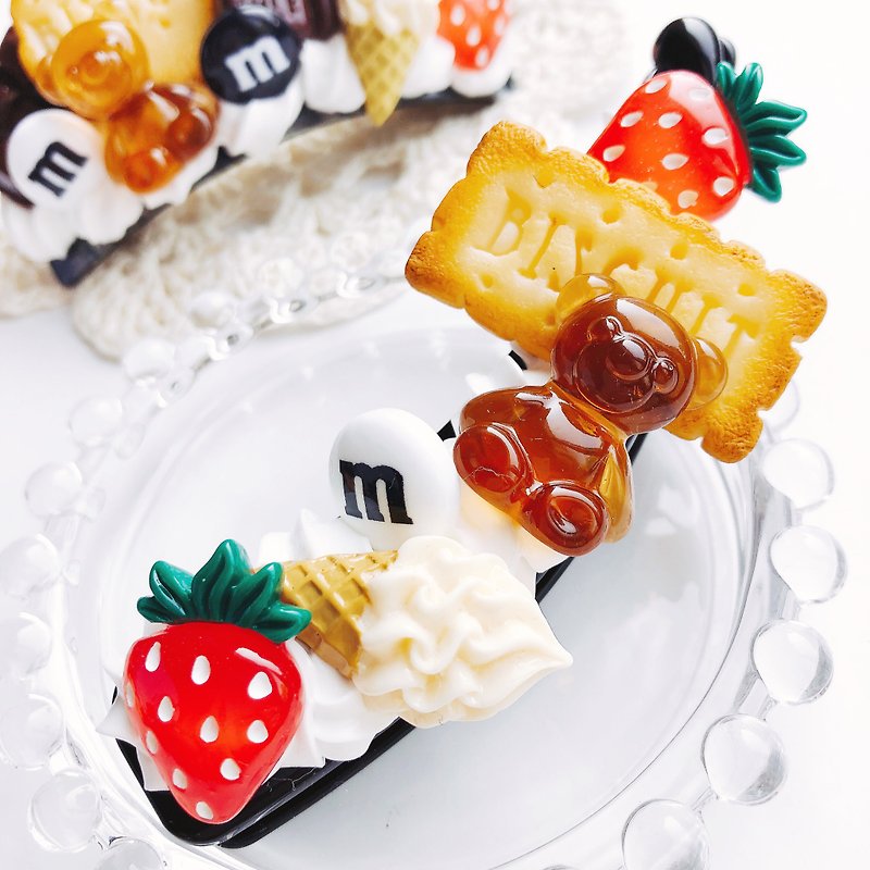 Sweets banana clip strawberry   sweets deco fake sweets - Hair Accessories - Clay Red