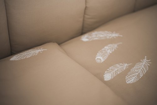 Cot and Cot Embroidered feather newborn DUVET cover set - brown nursery bedding