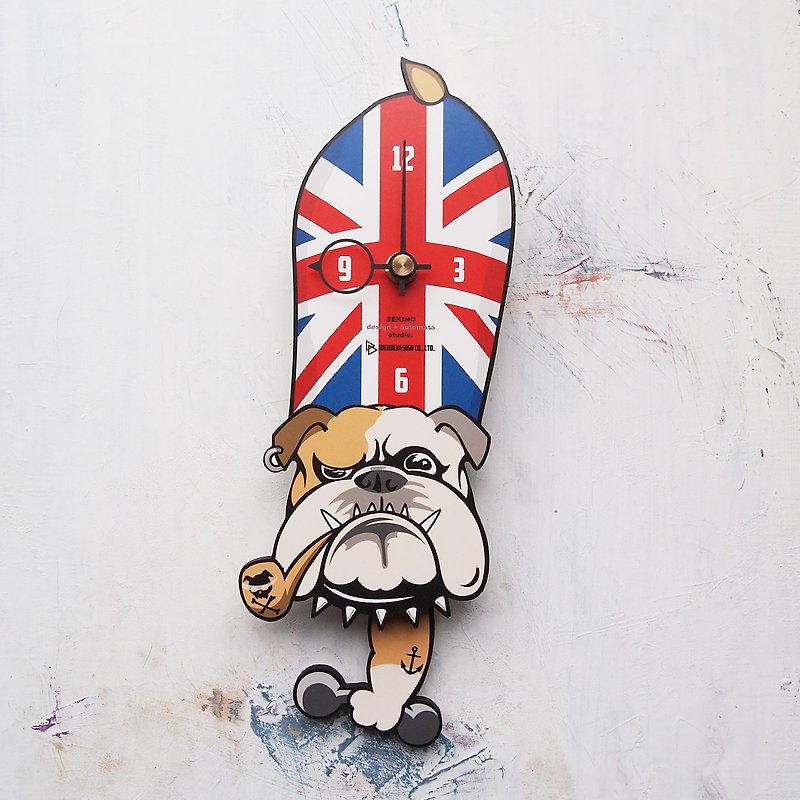 D-D01 英国国旗斗牛犬 - 動物造型鐘擺鐘 - 時鐘/鬧鐘 - 木頭 