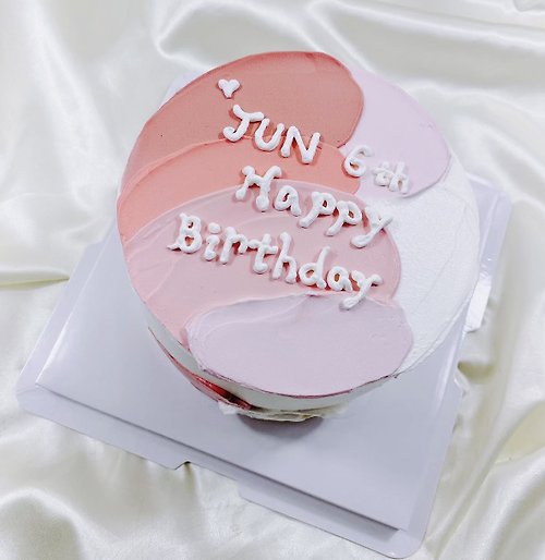 GJ.cake 粉紅色塊 生日蛋糕 手繪 造型 客製 母親節 女友款 4 6 8吋 宅配