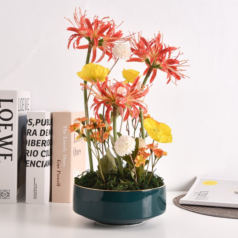 【Meric Garden】秋晏雅境仿真盆花花藝 - 乾燥花/永生花 - 其他人造纖維 綠色