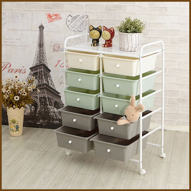 【ikloo】輕色系雙排五層收納抽屜車 - 居家收納/收納盒/儲物盒 - 其他材質 