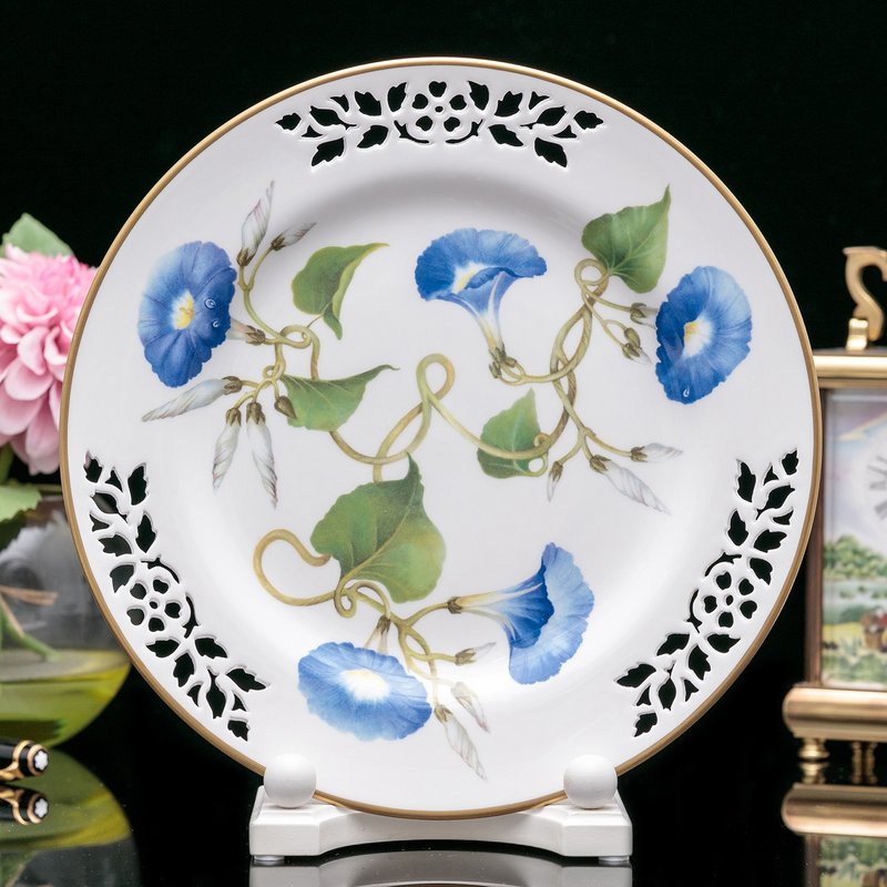 Limited to 250 British-made Spode 2003 floral hollow carved mesh ceramic plate hanging plate - ตกแต่งผนัง - เครื่องลายคราม 