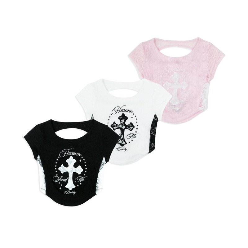 DADDY | Virgin Mary Lace Top - 女 T 恤 - 其他材質 