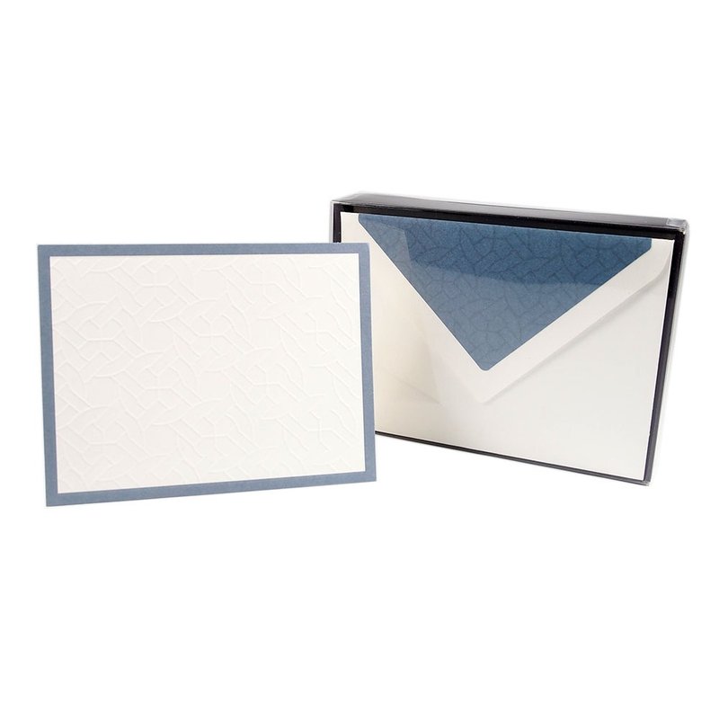 盒卡-簡約藍凸紋 10入【Hallmark-卡片 多用途】 - 卡片/明信片 - 紙 多色
