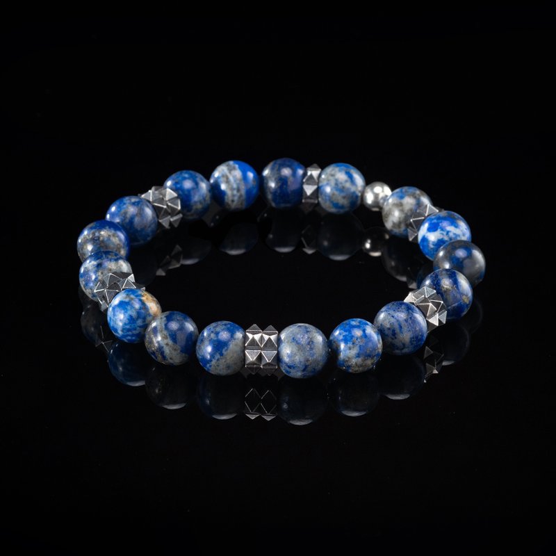 Enlil Handmade 925k Sterling Silver and Lapis Lazuli Gemstone Bracelet - Bracelets - Sterling Silver Blue