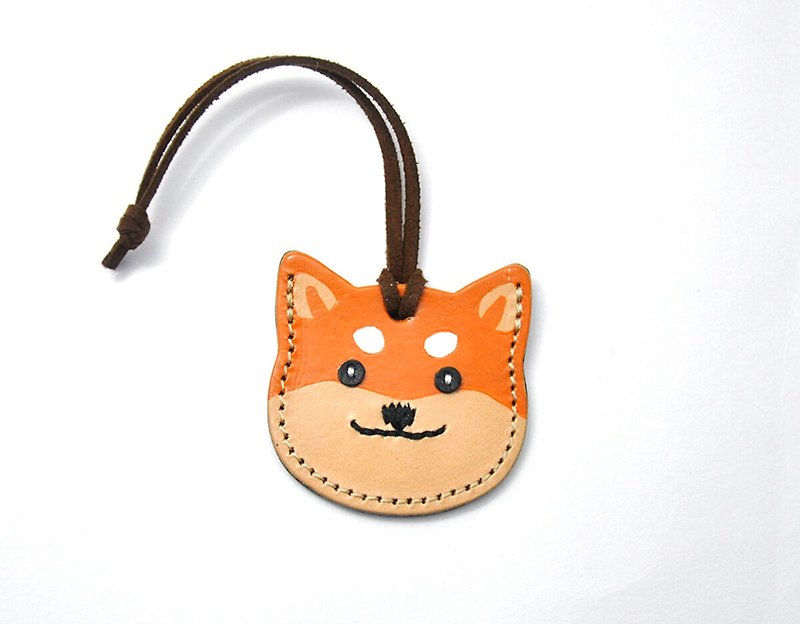 Two coins get inside charm　Shiba Inu Dog - Coin Purses - Genuine Leather Brown