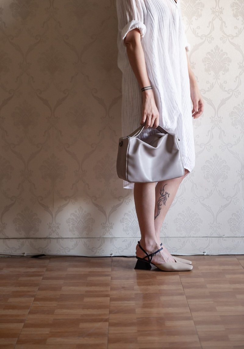 shoulder bag-pink - Clutch Bags - Genuine Leather Gray
