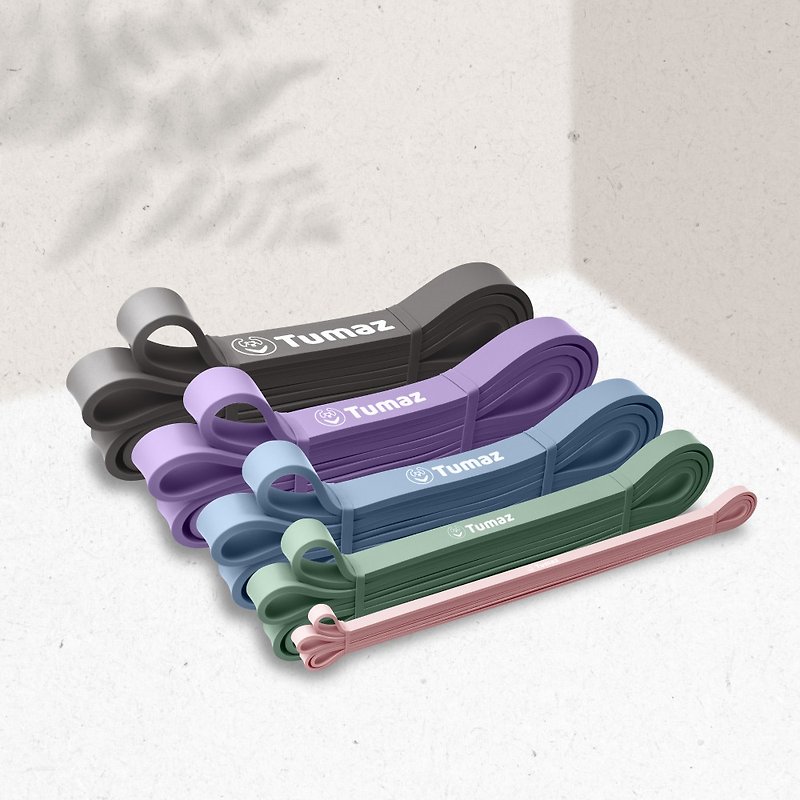Thickened rubber training elastic band 15~55 lbs non-slip natural latex Morandi color - อุปกรณ์ฟิตเนส - น้ำยาง 