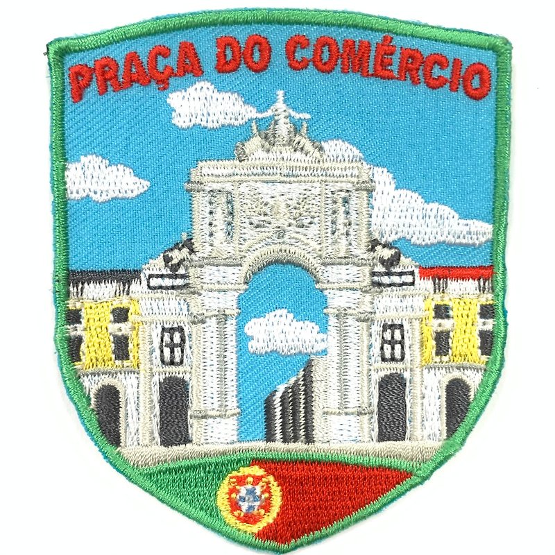Portugal Commercial Plaza Lisbon Fabric Badge DIY Creative Patch Electric Embroidery Embroidery Adhesive Patching - Badges & Pins - Thread Multicolor