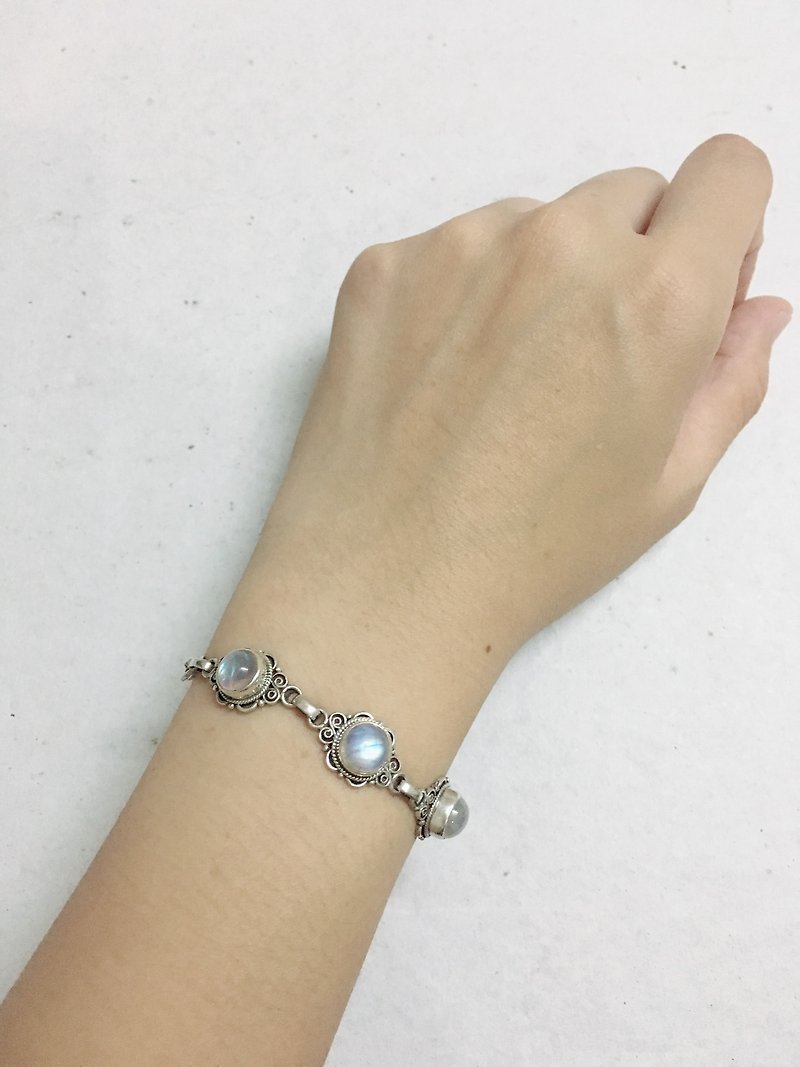 Moonstone Bracelet Handmade in Nepal 92.5% Silver - Bracelets - Gemstone 