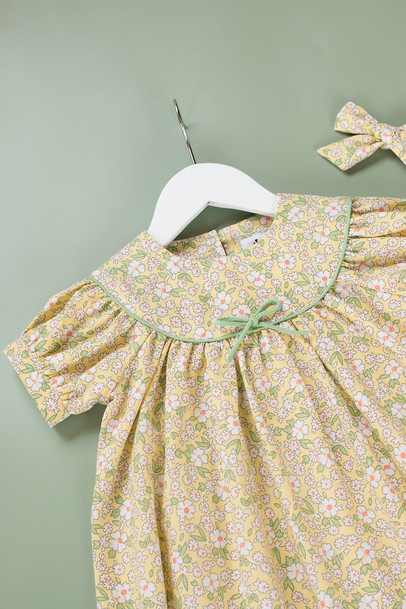 Simple Wardrobe | Summer Clothes | French Yellow Flower Dress - Skirts - Cotton & Hemp Yellow