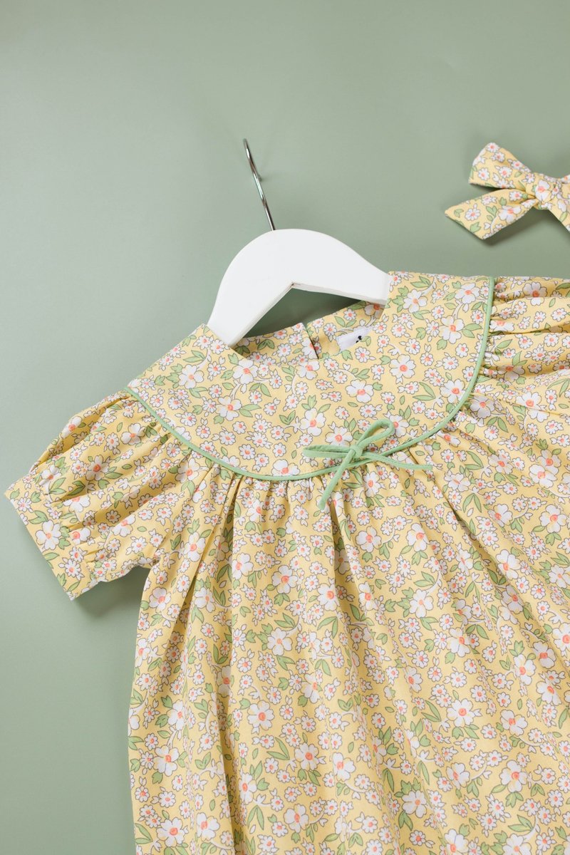 Simple Wardrobe | Summer Clothes | French Yellow Flower Dress - Skirts - Cotton & Hemp Yellow