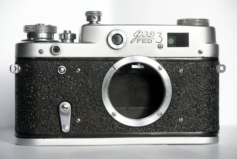 FED-3 rangefinder film camera 35 mm M39 mount USSR body early type - Cameras - Other Metals Silver