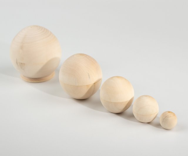 Natural Unfinished Wood Ball Sphere D-3, Pack of 6 pcs