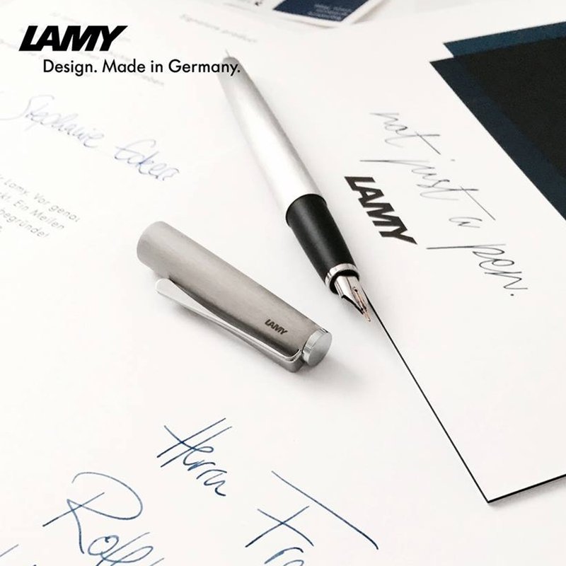【雷雕免費刻字】LAMY 鋼筆+筆袋禮盒 / studio 系列  - 65 刷紋 - 鋼筆 - 鋁合金 銀色