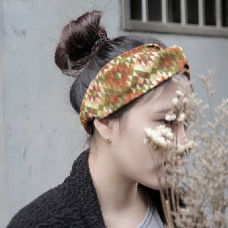 Siskina//Flannel/Taiwan handmade crisscross elastic hairband - Headbands - Cotton & Hemp Green