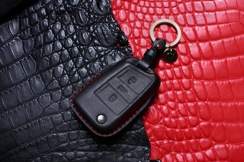 斯柯達 Skoda Superb Fabia 汽車鑰匙包鑰匙皮套 - 鑰匙圈/鎖匙扣 - 真皮 黑色