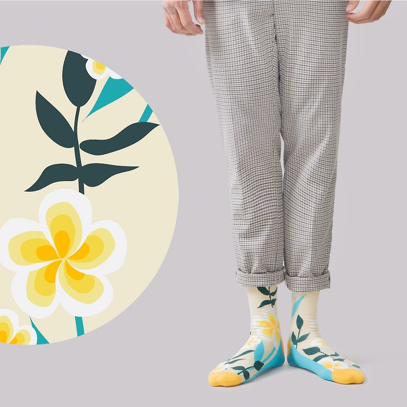 【是雞蛋還是花】中筒襪 襪子 | 台灣原創設計襪 SoundsGood - 襪子 - 棉．麻 