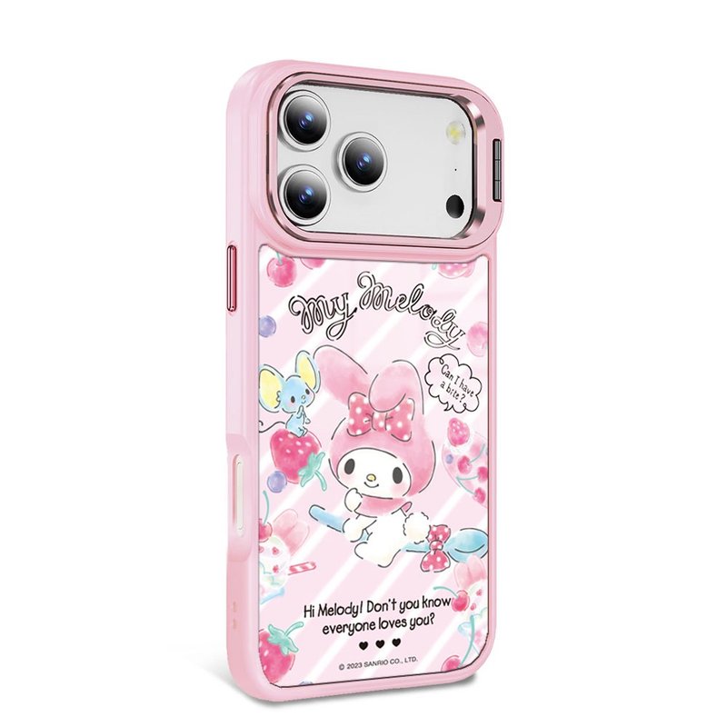 三麗鷗iPhone 全系列軍規防摔合金框隱形立架手機殼-甜點美樂蒂 - 手機殼/手機套 - 其他材質 多色
