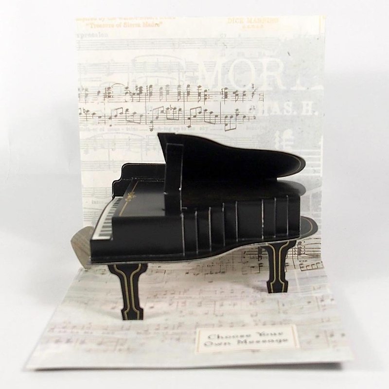 Stereo Card-Play the Piano【Up With Paper-Multi-purpose Stereo Card】 - การ์ด/โปสการ์ด - กระดาษ สีดำ