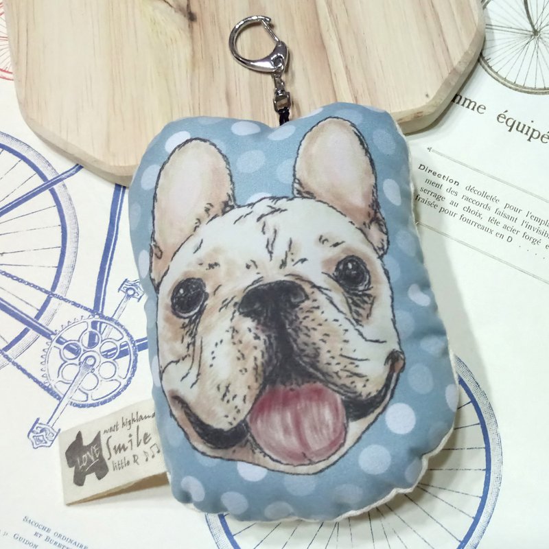 法鬥~布料吊飾~啾啾叫~鑰匙圈狗玩具 - 鑰匙圈/鑰匙包 - 聚酯纖維 