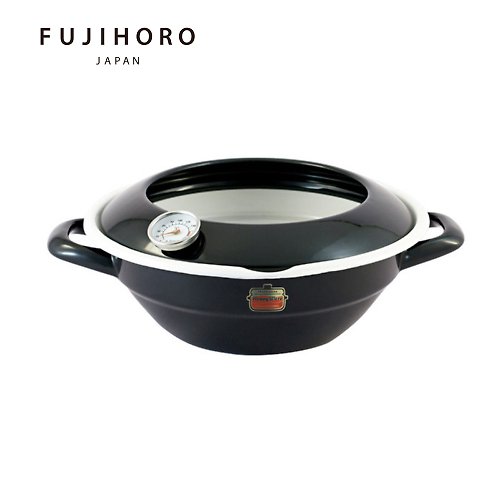 FUJIHORO 富士琺瑯 琺瑯炸鍋(附溫度計)24cm-黑