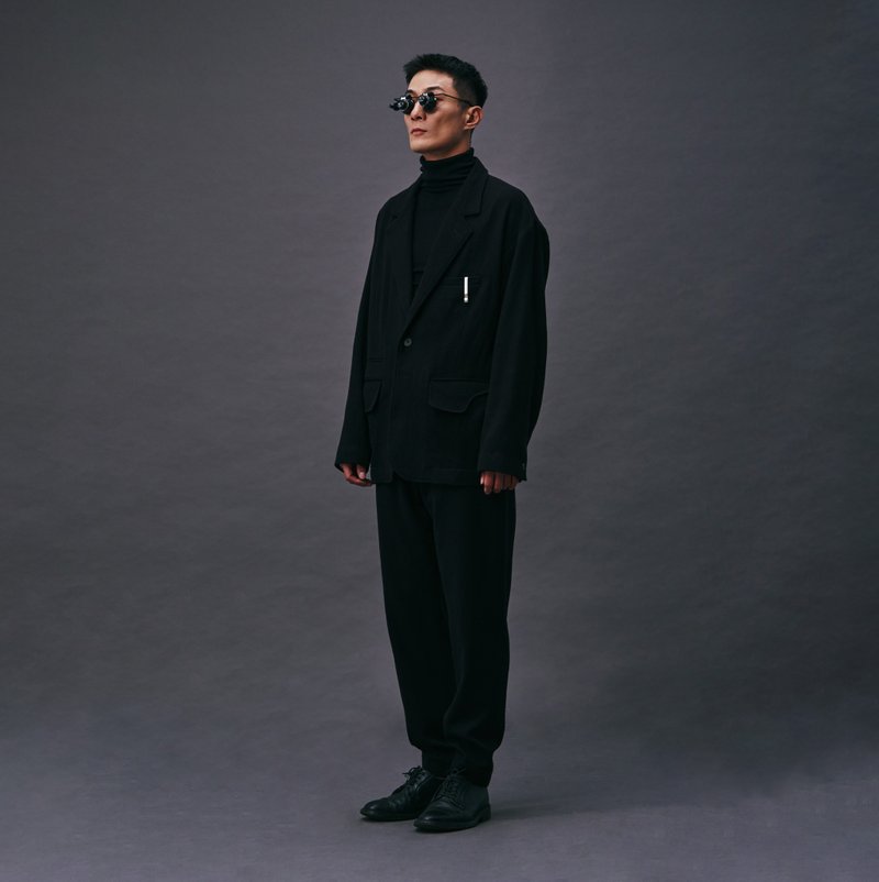 【預購】 esoteria S01 (24F/W) 極簡男羊毛西裝外套 - 男西裝外套 - 羊毛 黑色