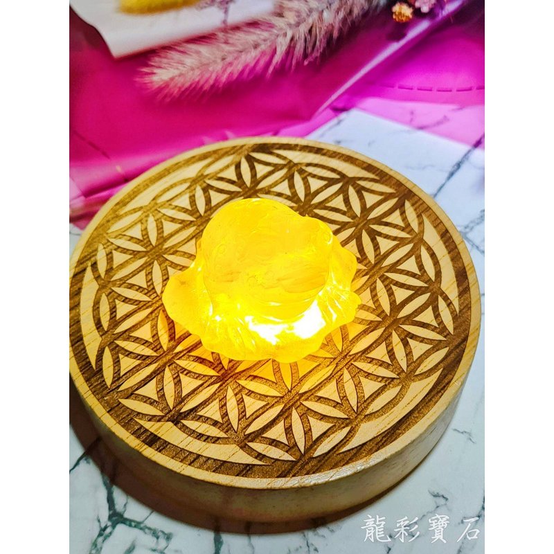 台灣製 生命之花 神聖圖騰 LED燈實木底座 黃光/白光 直徑10公分 - 燈具/燈飾 - 木頭 咖啡色