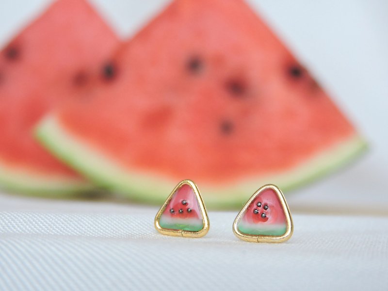 Watermelon Earrings/ Clip-On Red Watermelon - Earrings & Clip-ons - Resin Red