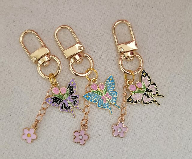カラフルで豪華な蝶のキーホルダー。 - ショップ MINGMINGMORU