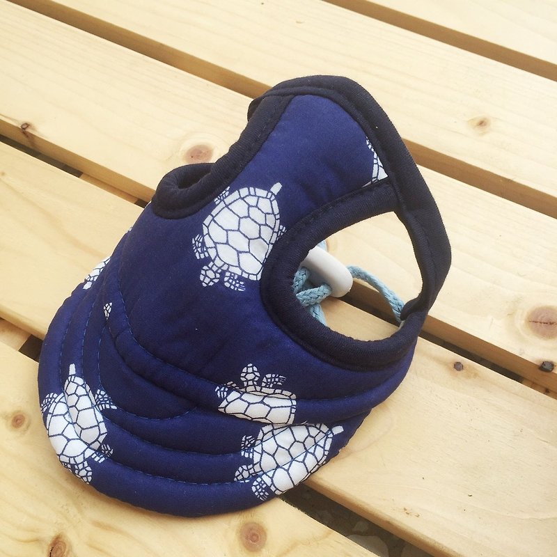 藍色海龜 翻帽遮陽帽M - 寵物衣服 - 棉．麻 多色